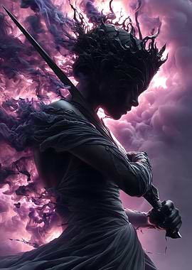 Warrior Woman with Sword and Crown