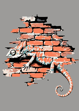 Lizard on Brick Wall