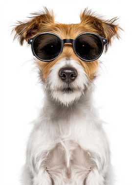 Cool Parson Russell Terrier Dog with Sunglasses Portrait
