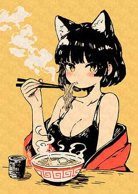 Ramen Anime Cat Girl