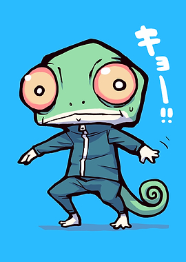 Chameleon in Blue Tracksuit