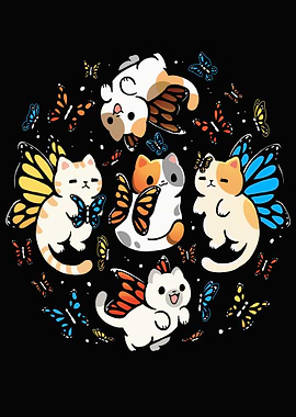 Cute Cats with Butterfly Wings