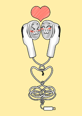 Cartoon Earbuds in Love