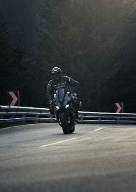 Motorcycle on winding road