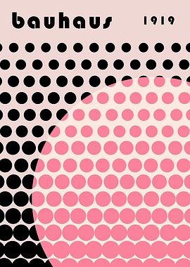 Bauhaus 1919 Pink and Black Circles