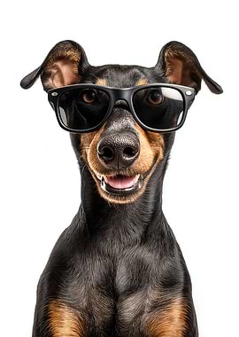 Cool Manchester Terrier Dog with Glasses Portrait