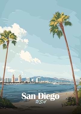 San Diego Palm Tree Skyline
