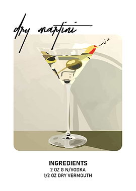 Dry Martini Cocktail Illustration