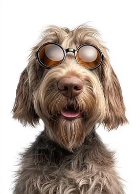 Cool Spinone Italiano Dog with Sunglasses Portrait