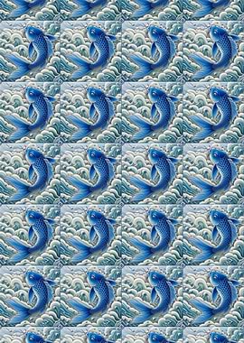 Blue Koi Fish Pattern