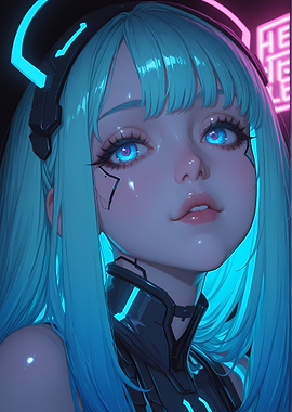 Cyberpunk Girl with Neon Accents