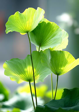 Lotus Leaves in Sunlight