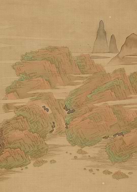 Japanese Mountain Landscape Painting