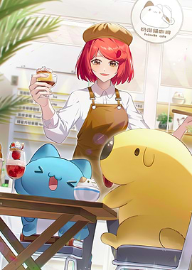 Lala with Bugcat Capoo & Dogdog at Foam Cat Café