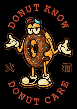 Donut Know Donut Care Funny Cartoon