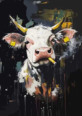 Smoking Cow Art