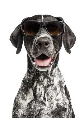 Cool English Pointer Dog with Sunglasses Portrait