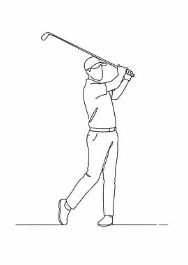Golf Swing Line Art Illustration