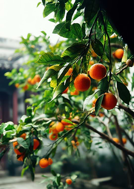Orange Tree with Ripe Fruit