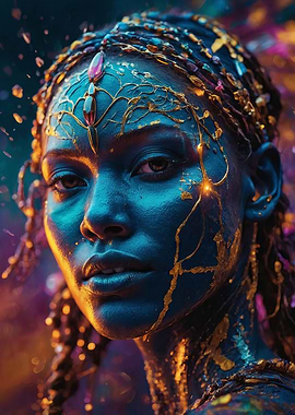 Blue-skinned Woman with Golden Adornments