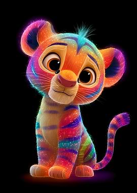 Colorful Cartoon Tiger Cub
