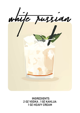 White Russian Cocktail Illustration
