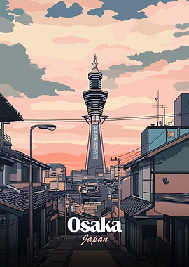 Osaka Skyline Illustration