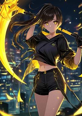 Anime Girl with Golden Weapon
