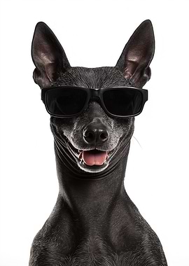 Cool Xoloitzcuintli Dog with Sunglasses Portrait