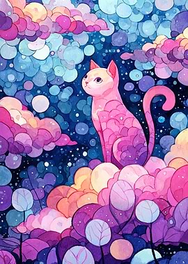Cat in a Dreamy Sky
