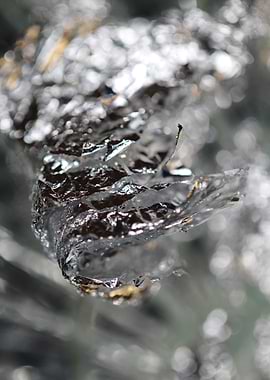 Close-up of crumpled aluminum foil