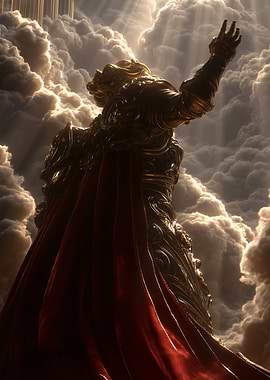 Golden Warrior in Clouds