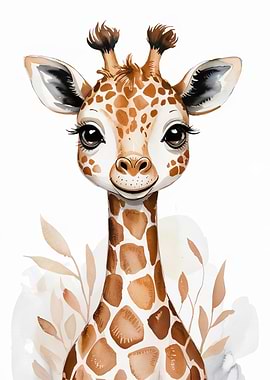 Watercolor Giraffe Portrait