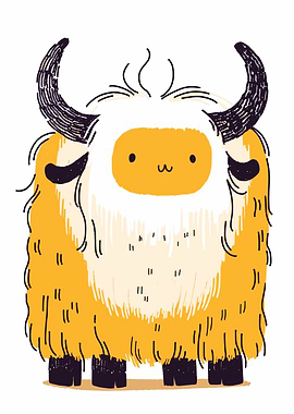 Cute Cartoon Yak Illustration