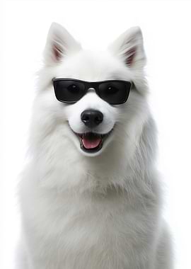 Cool American Eskimo Dog with Sunglasses