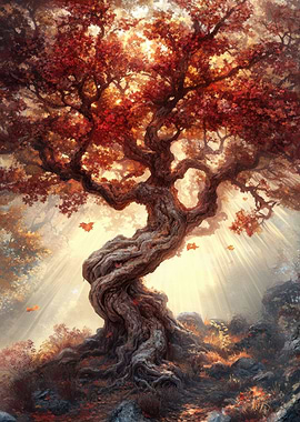 Autumn Tree with Sunlight