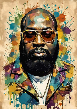 Rick Ross Vintage Colorful Portrait
