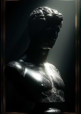 Marble Bust with Golden Frame