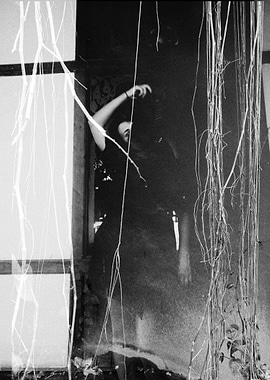 Monochrome Portrait with Vines and Window