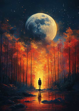 Moonlit Forest Silhouette