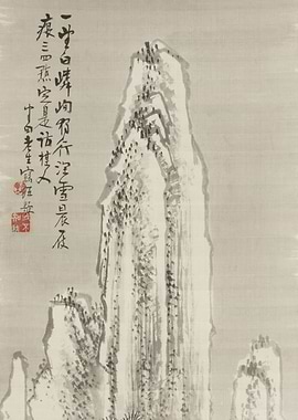 Ink Wash Painting of Mountains