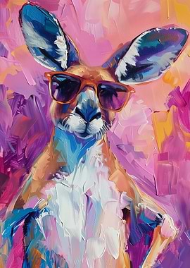 Cool Kangaroo Painting with Sunglasses