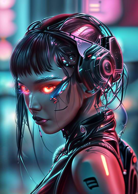 Cyberpunk Girl with Glowing Eyes