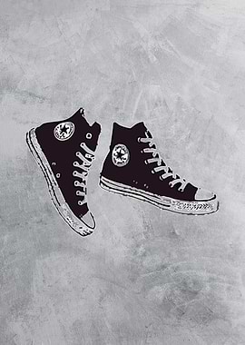 Black Converse High-Tops on Gray Background
