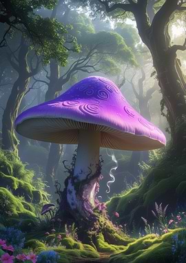 Enchanted Forest with Giant Mushroom