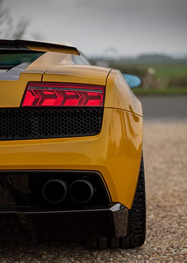 Yellow Lamborghini Rear View
