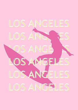 Los Angeles Travel Art, California, Travel Art, Pink
