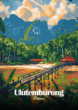 Ulutemburong, Brunei travel poster art