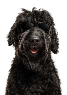 Cool Black Russian Terrier with Sunglasses