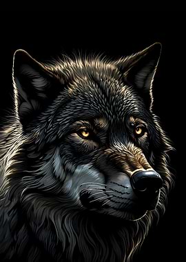 Wolf Portrait with Golden Eyes